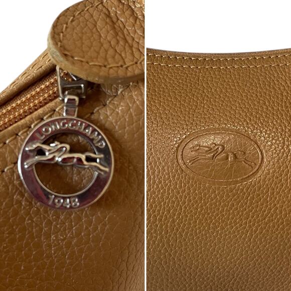 Vintage Longchamp Veau Foulonné Beige Leather Crossbody Shoulder Bag France - Picture 4 of 10